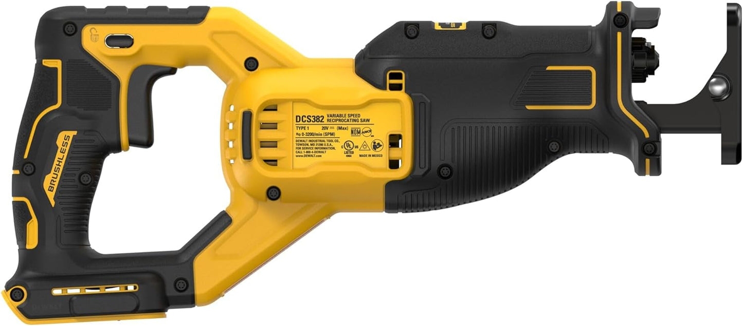 DEWALT 20V MAX* Reciprocating Saw, Cordless, 2-Finger Variable Trigger, Keyless Blade Clamp, Tool Only (DCS382B) - Pro Grade Tools