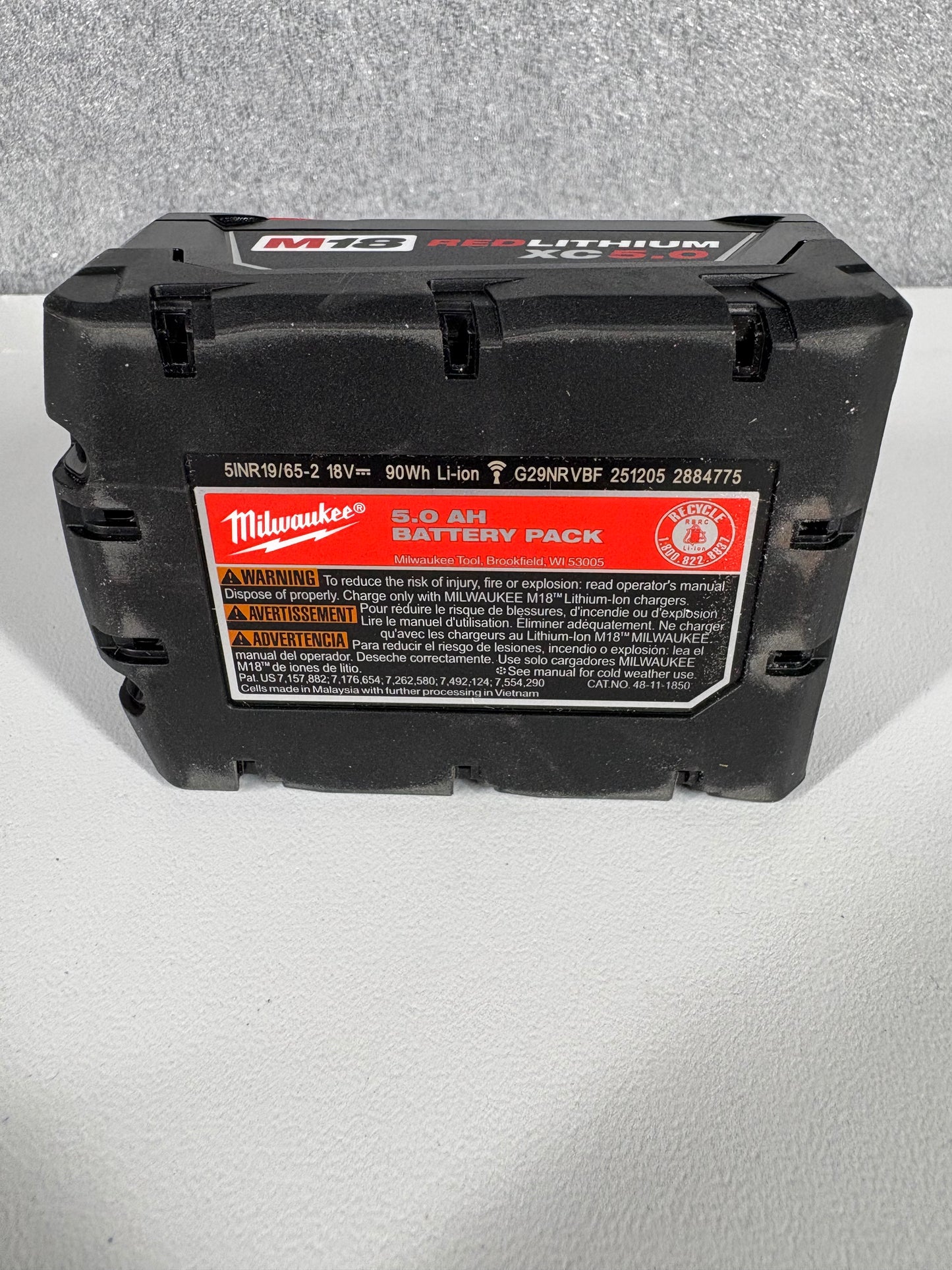 Milwaukee 48-11-1850R M18 18V 5Ah XC Extended Capacity Resistant Battery 2 Pack, (48-11-1850Rx2)