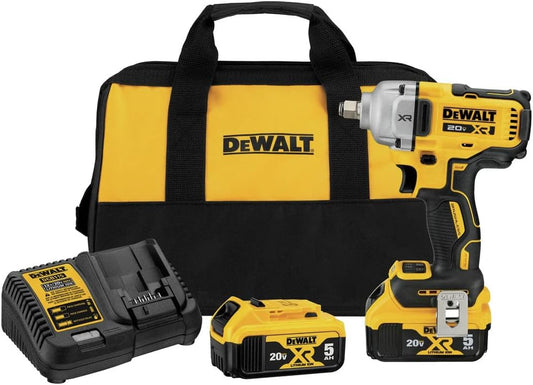 DEWALT 20V MAX Impact Wrench, Cordless, 1/2 inch, 2 Batteries and Charger Included (DCF891P2) - Pro Grade Tools