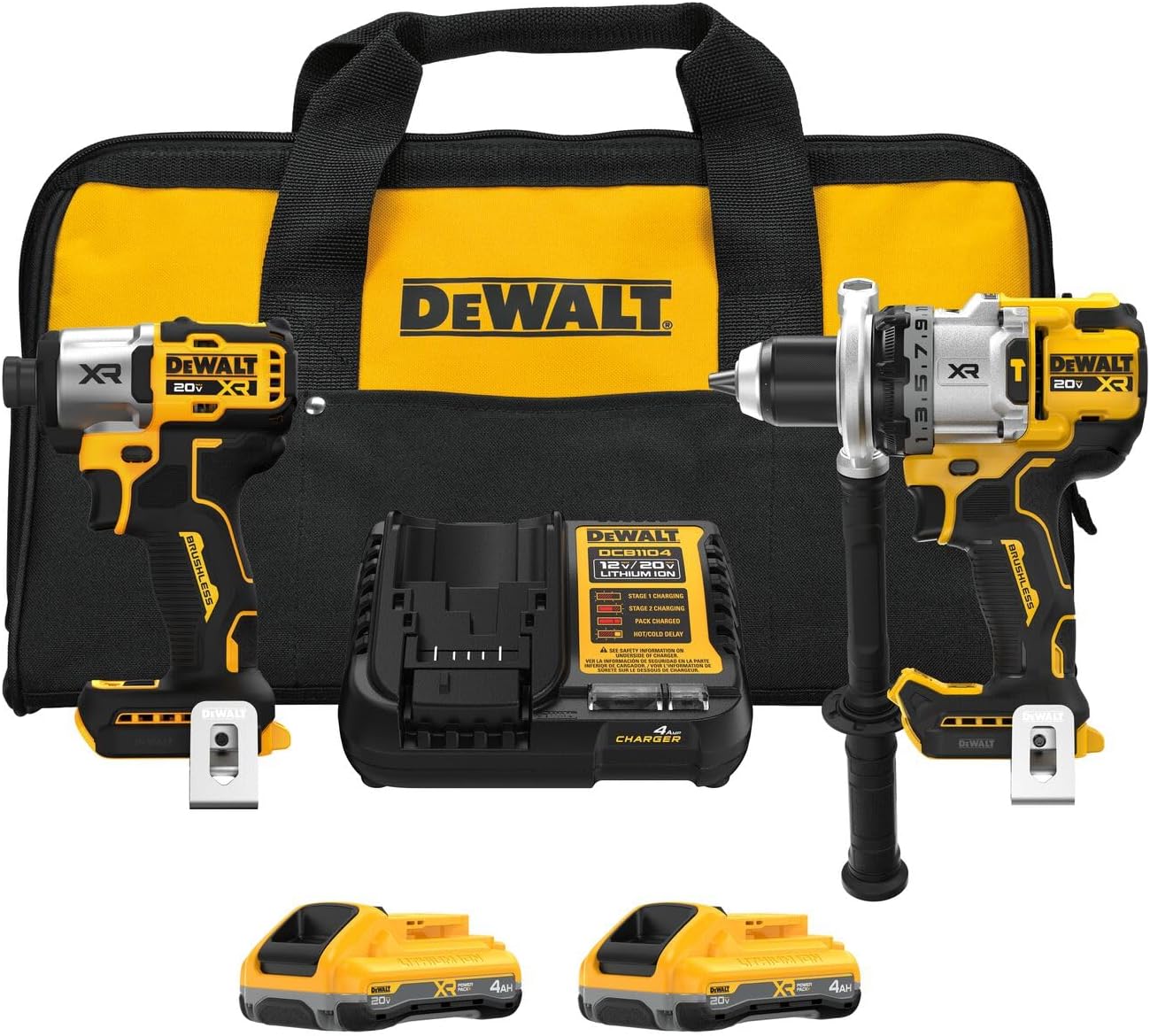 DEWALT 20V MAX XR 3-Speed Hammer Drill and Impact Combo Kit with XR POWERPACK Batteries (DCK2101QQ2) - Pro Grade Tools