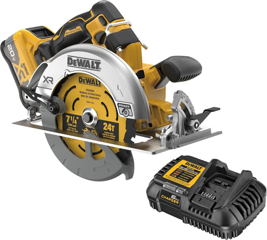 DEWALT 20V MAX XR Brushless Cordless 7-1/4 in. Circular Saw Kit with Battery and Charger (DCS590WW1) - Pro Grade Tools
