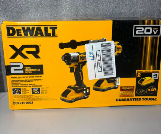 DeWalt 20V MAX XR Hammer Drill & Impact Driver Combo Kit (DCK2101QQ2) - Pro Grade Tools