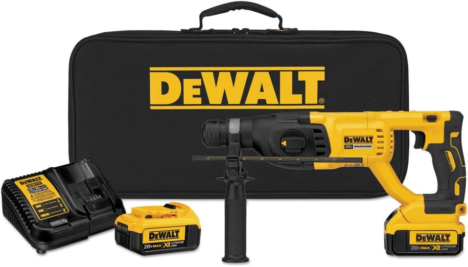 DEWALT DCH133M2 20V Max XR Brushless 1” D-Handle Rotary Hammer Kit - Pro Grade Tools