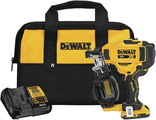 DeWALT DCN45RND1 20V 15 Degrees Lithium-Ion Cordless Coil Roofing Nailer Kit - Pro Grade Tools