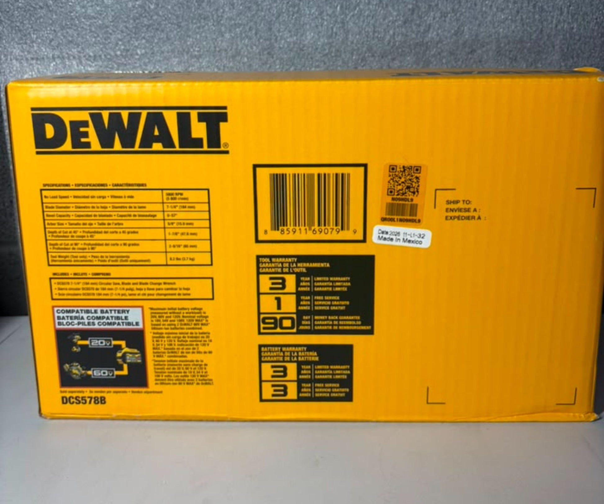 DEWALT FLEXVOLT 60V MAX* Circular Saw with Brake, 7-1/4-Inch, Tool Only (DCS578B) - Pro Grade Tools