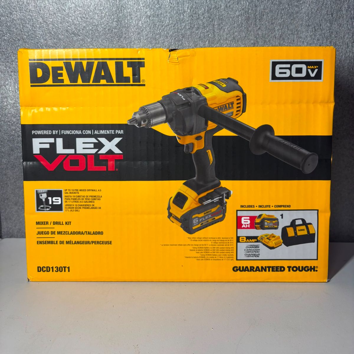 DEWALT FLEXVOLT 60V MAX* Cordless Drill For Concrete Mixing, E-Clutch System (DCD130T1) - Pro Grade Tools